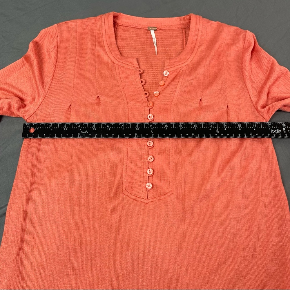 Free People Pink Long Sleeve‎ Waffle Henley Knit Your Girl Tunic Dress XS - Picture 6 of 9